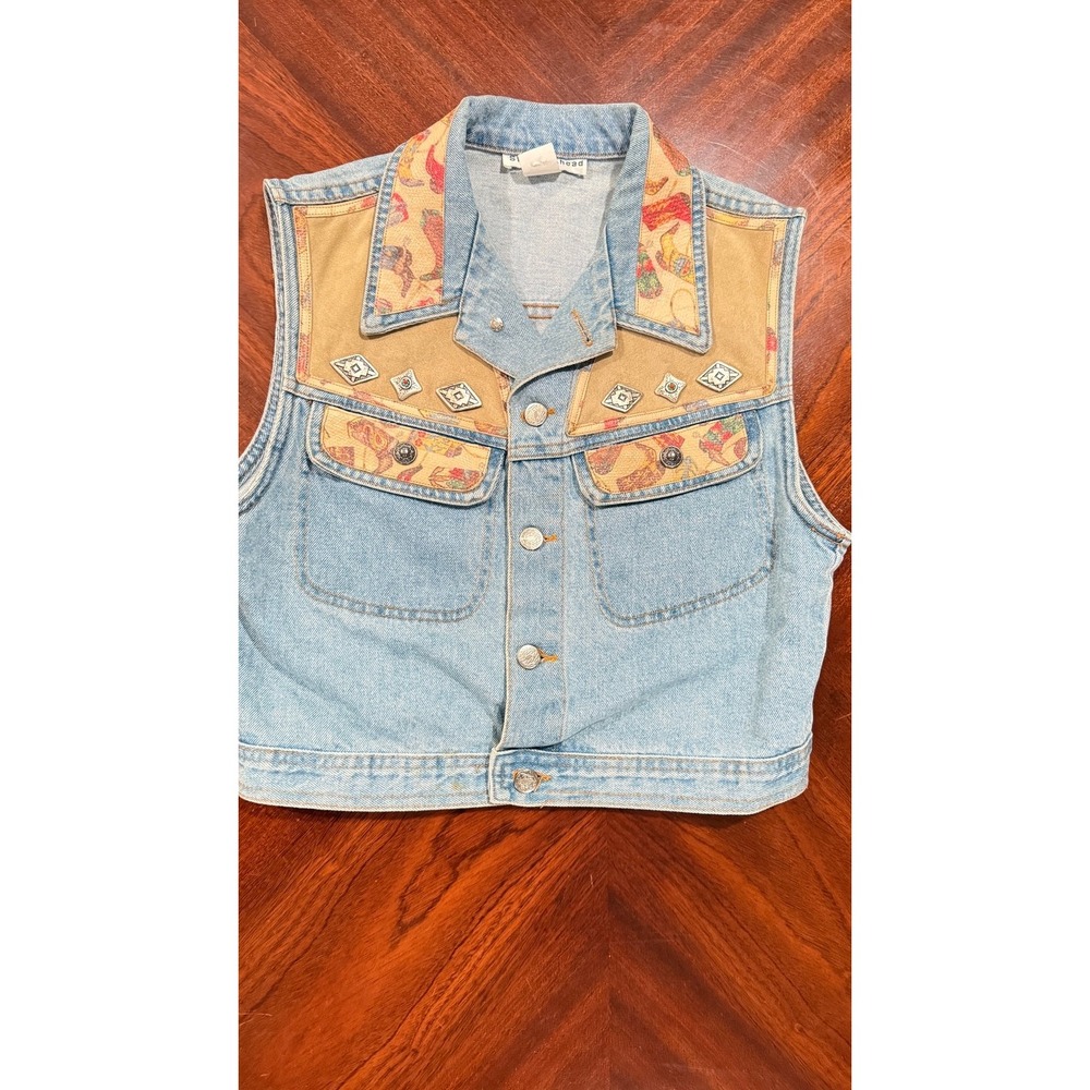 Vintage Streets Ahead denim patch cowgirl western vest size‎ medium made is USA